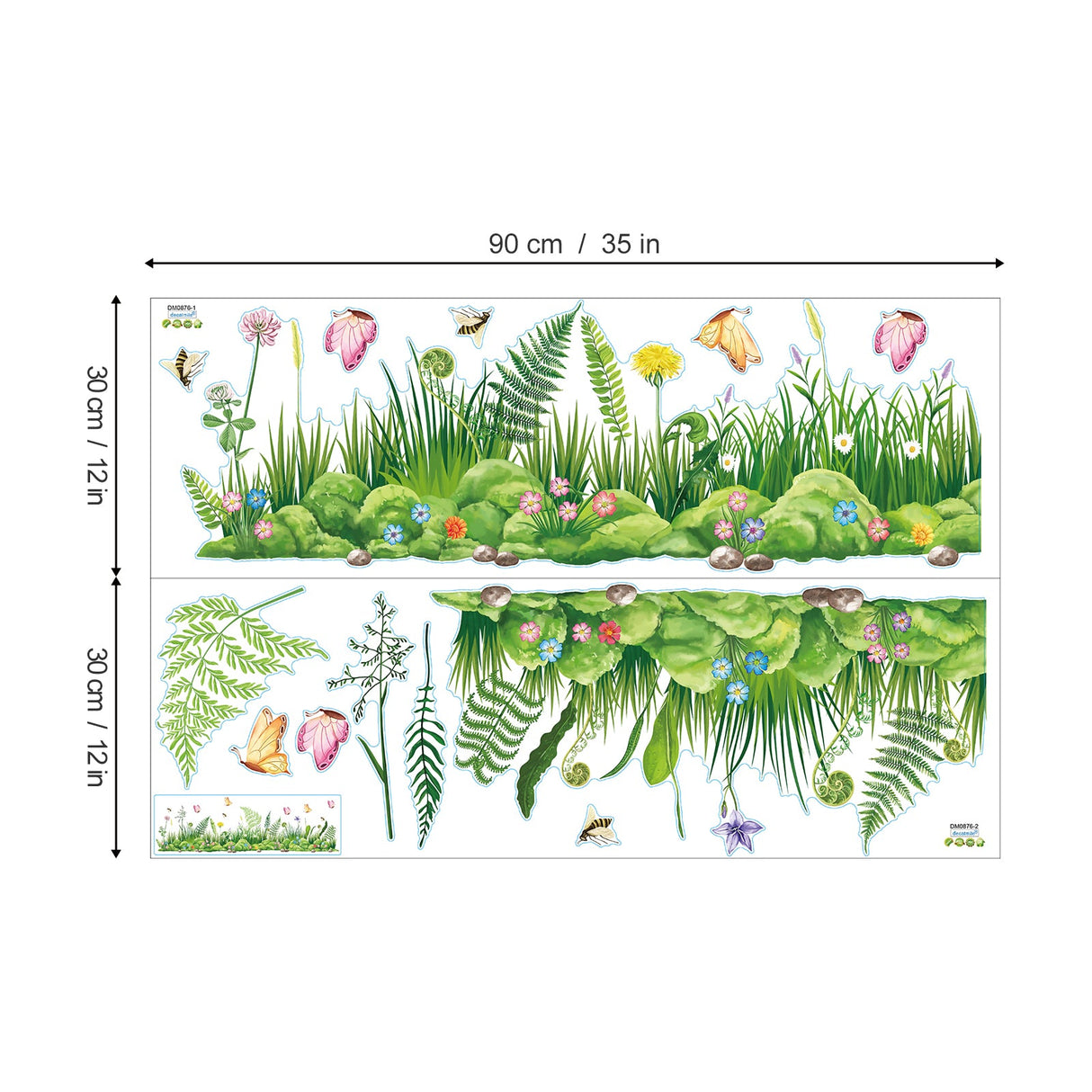 Green Grass Fern Baseboard Wall Decals