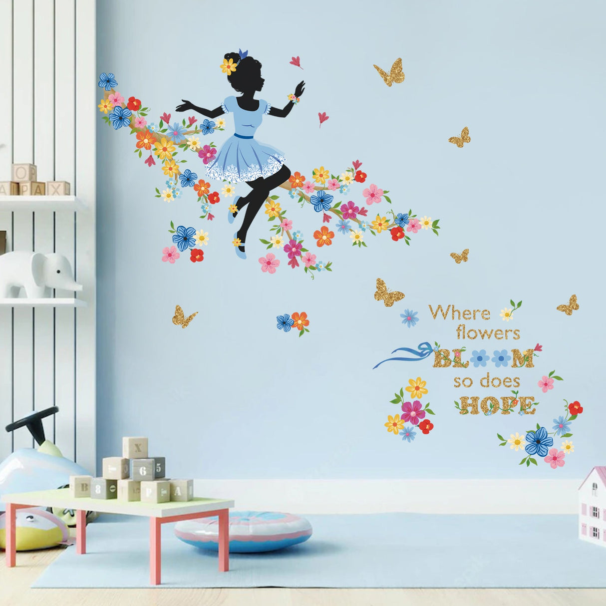 Flower Fairy on the Tree Wall Decals