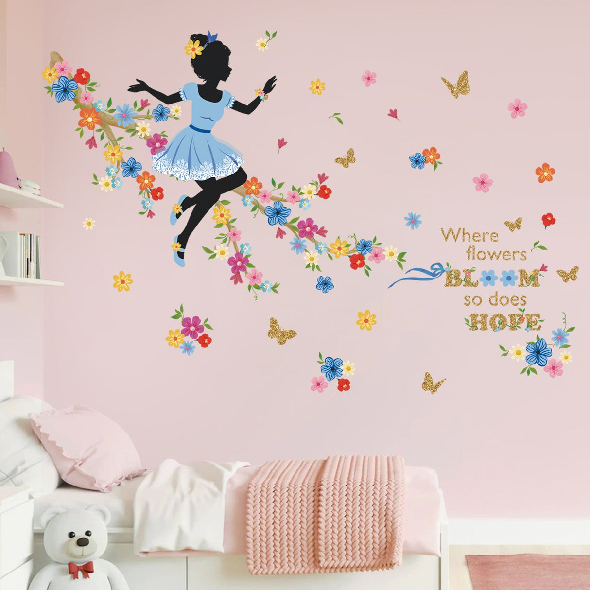 Flower Fairy on the Tree Wall Decals