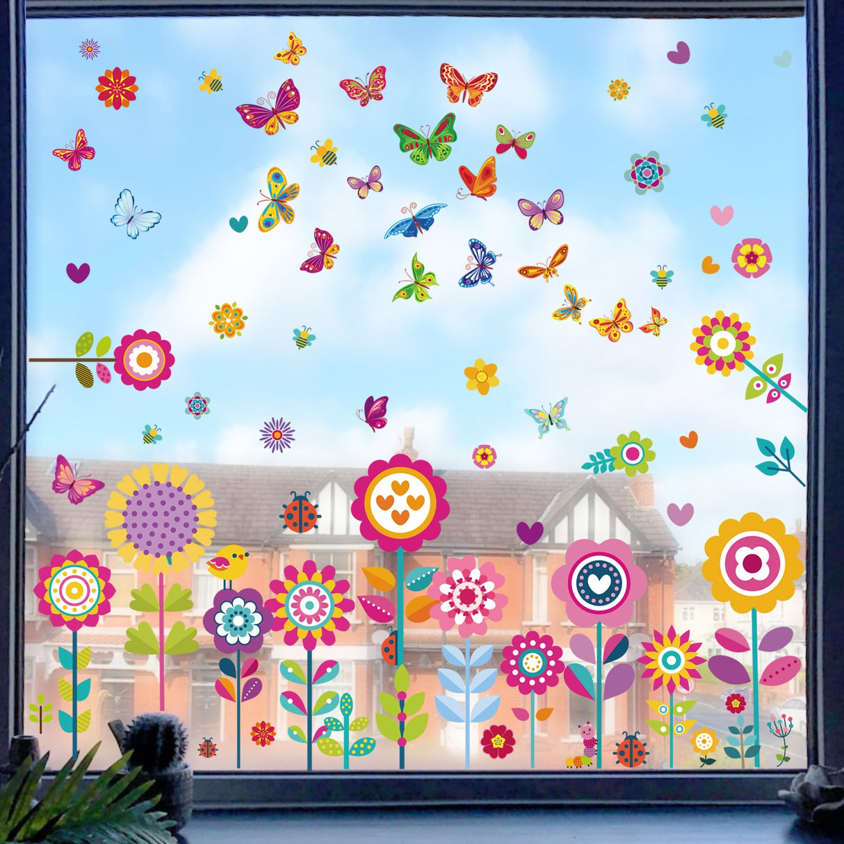 Summer Flower Butterfly Window Decals