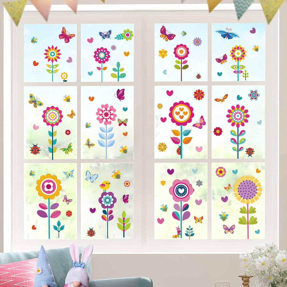 Summer Flower Butterfly Window Decals