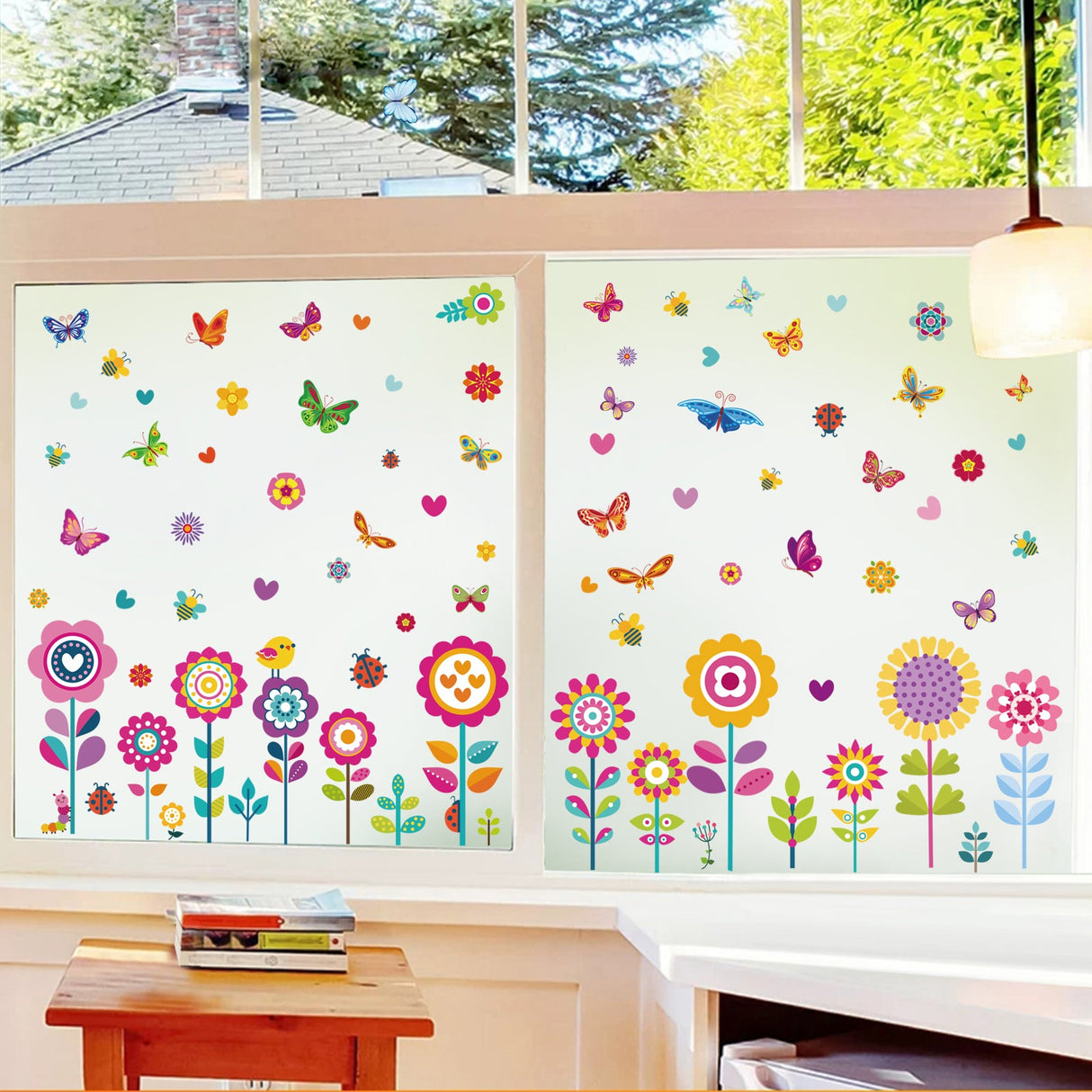 Summer Flower Butterfly Window Decals