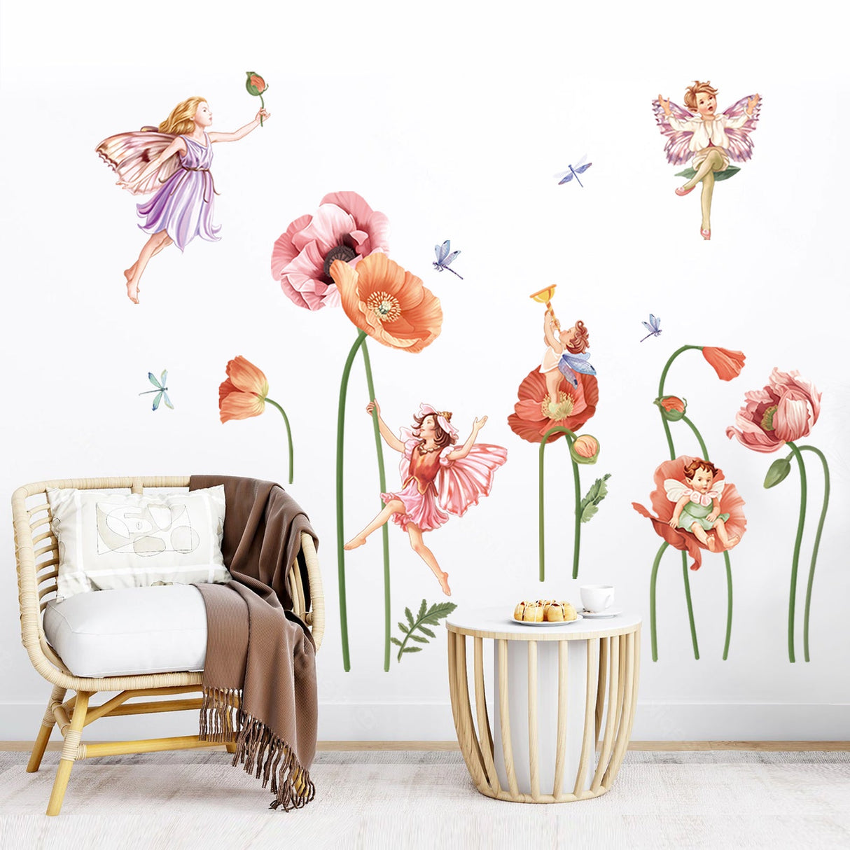 Poppy Flower Fairy Wall Decals