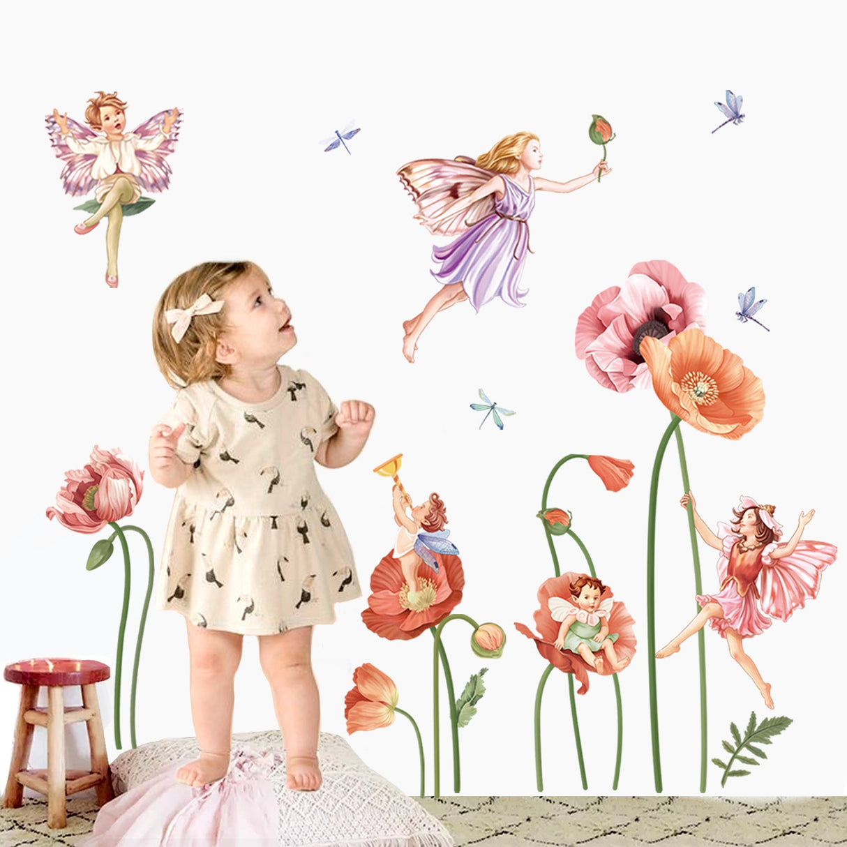 Poppy Flower Fairy Wall Decals