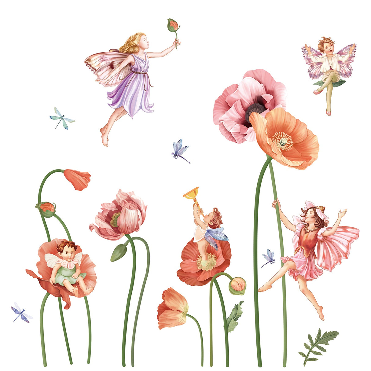 Poppy Flower Fairy Wall Decals