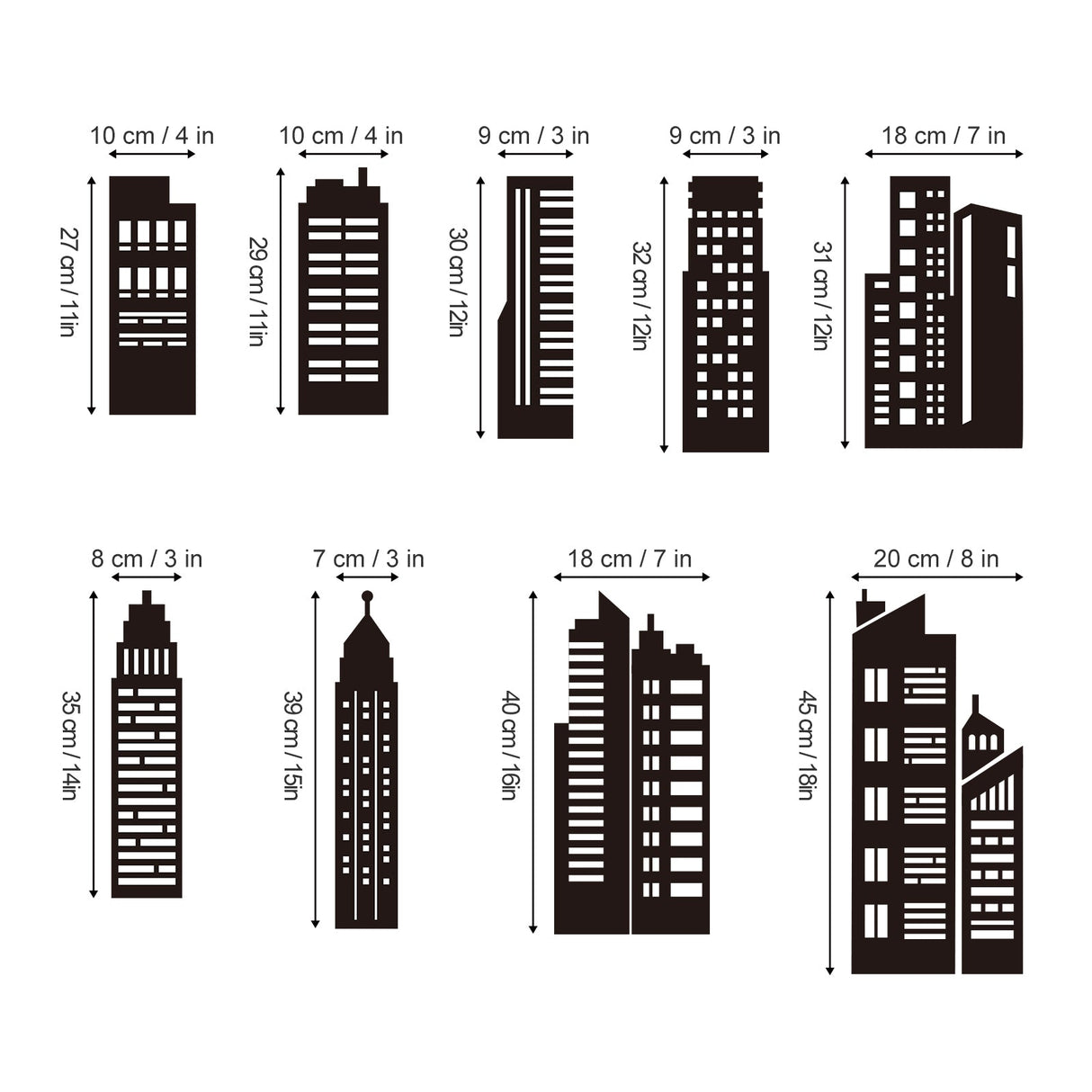 Black City Skyline Wall Decals