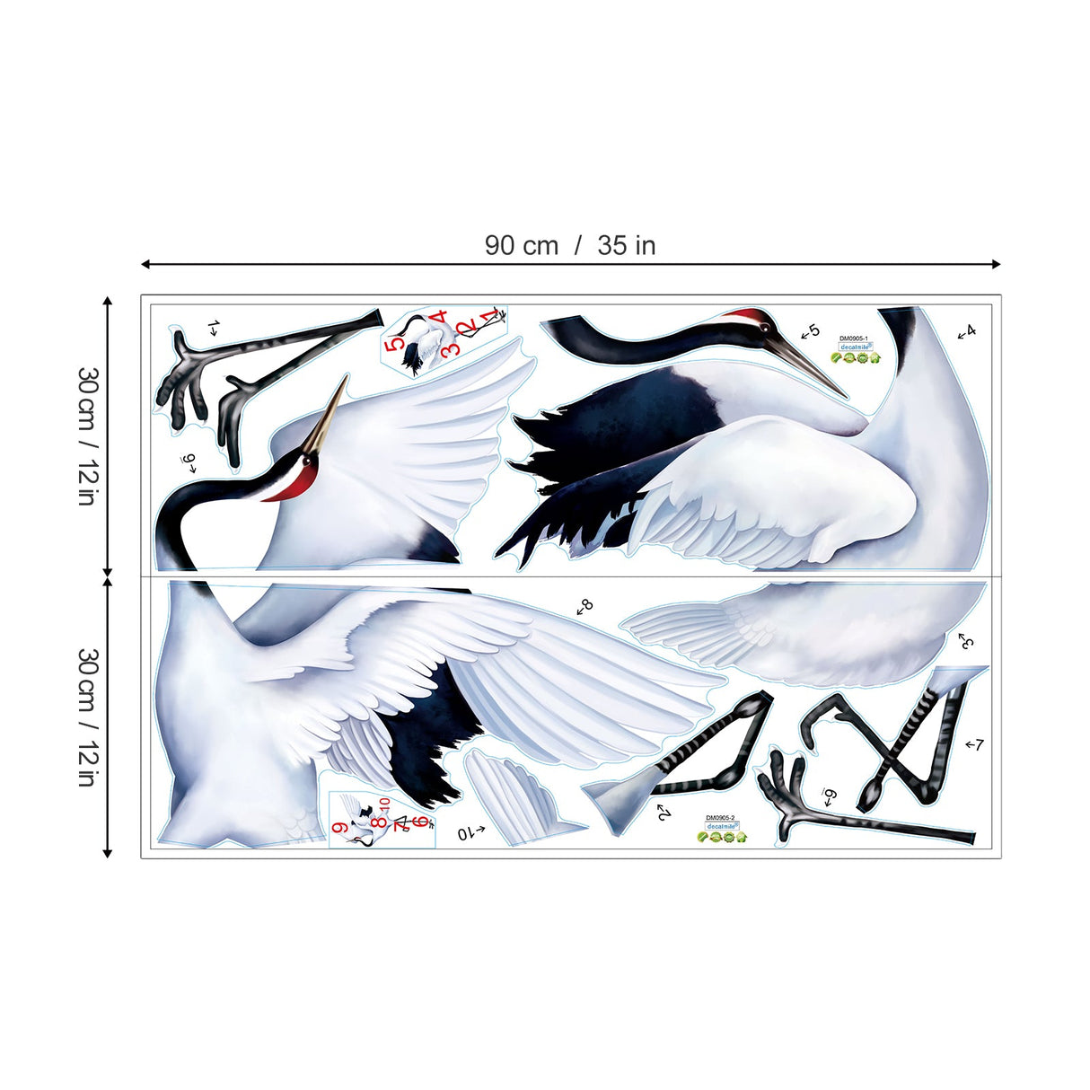 White Crane Wall Decals