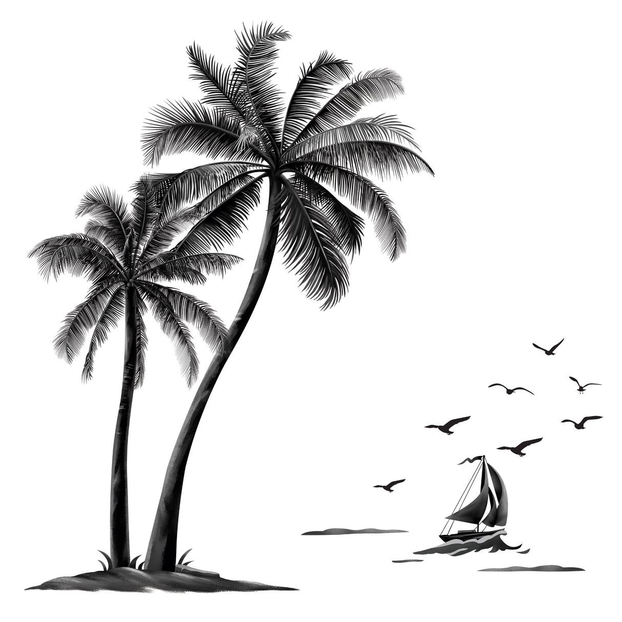 Black Palm Tree Wall Decals