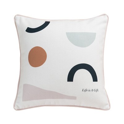 Cushion Cover Bedding Decorative Pillow Case Modern Nordic Simple Pink Geometric Blend Coussin Home Office Store Decor