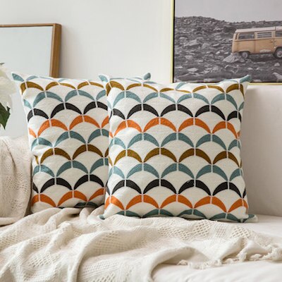 Cushion Cover Decorative Pillow Case Mediterranean Sea Cotton Thread Embroidery Modern Simple Line Coussin Sofa Deco