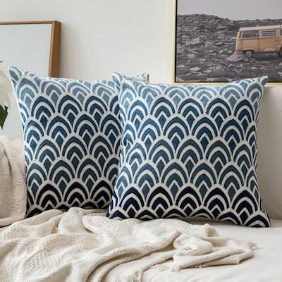 Cushion Cover Decorative Pillow Case Mediterranean Sea Cotton Thread Embroidery Modern Simple Line Coussin Sofa Deco
