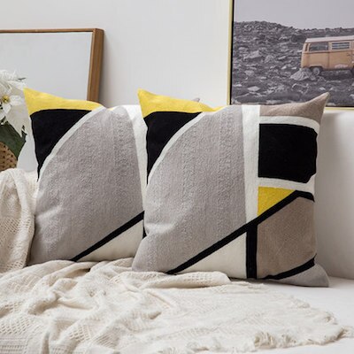 Cushion Cover Decorative Pillow Case Mediterranean Sea Cotton Thread Embroidery Modern Simple Line Coussin Sofa Deco