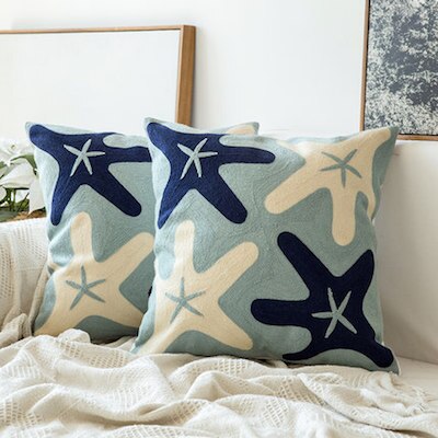 Cushion Cover Decorative Pillow Case Mediterranean Sea Cotton Thread Embroidery Modern Simple Line Coussin Sofa Deco