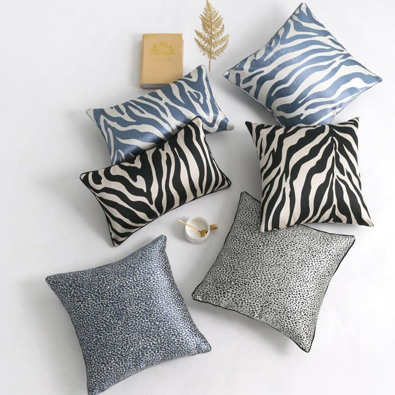 Cushion Cover Decorative Pillow Case Modern Simple Animal Collection Zebra Leopard Geometric Jacquard Bedding Coussin