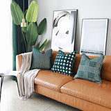 Cushion Cover Decorative Pillow Case Modern Simple Green Art Swallow Gird Soft Chenille Coussin Sofa Chair Cushion Case