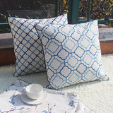 Cushion Cover Decorative Pillow Case Simple Chinese Geometric Embroidery Blue Coussin Modern Home Office Sofa Deco