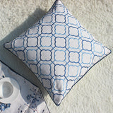 Cushion Cover Decorative Pillow Case Simple Chinese Geometric Embroidery Blue Coussin Modern Home Office Sofa Deco