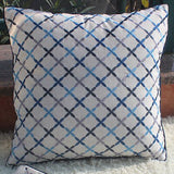 Cushion Cover Decorative Pillow Case Simple Chinese Geometric Embroidery Blue Coussin Modern Home Office Sofa Deco