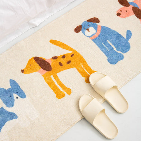 Dogs at Play Cream Ground Bedroom Mat