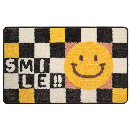 Feblilac Colored Checkerboard Bath Mat, Flower Bathroom Rug, Soft Plush Water-Absorbent , Multiple Sized Floral Anti Slip Toilet Mat, Thick Bathroom Carpet, Art Bathroom Mats, Best Bath Rugs, Hot Shower Mat, Toilet Rug for Bath
