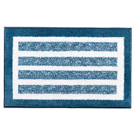 Blue Grey Stripes Bath Mat