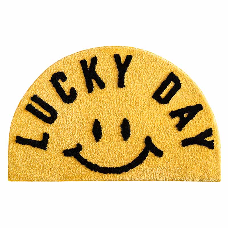 Semicircular Lucky Day Smile Bath Mat