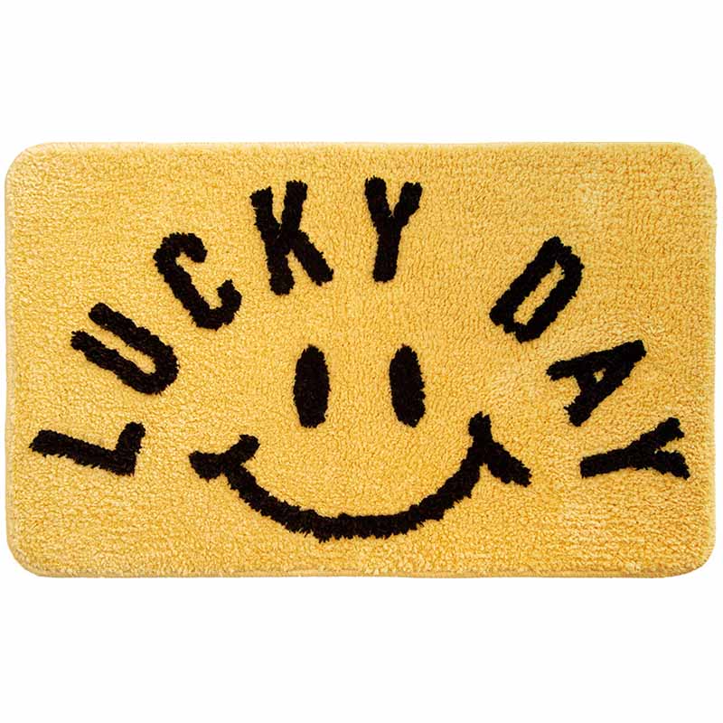 Semicircular Lucky Day Smile Bath Mat