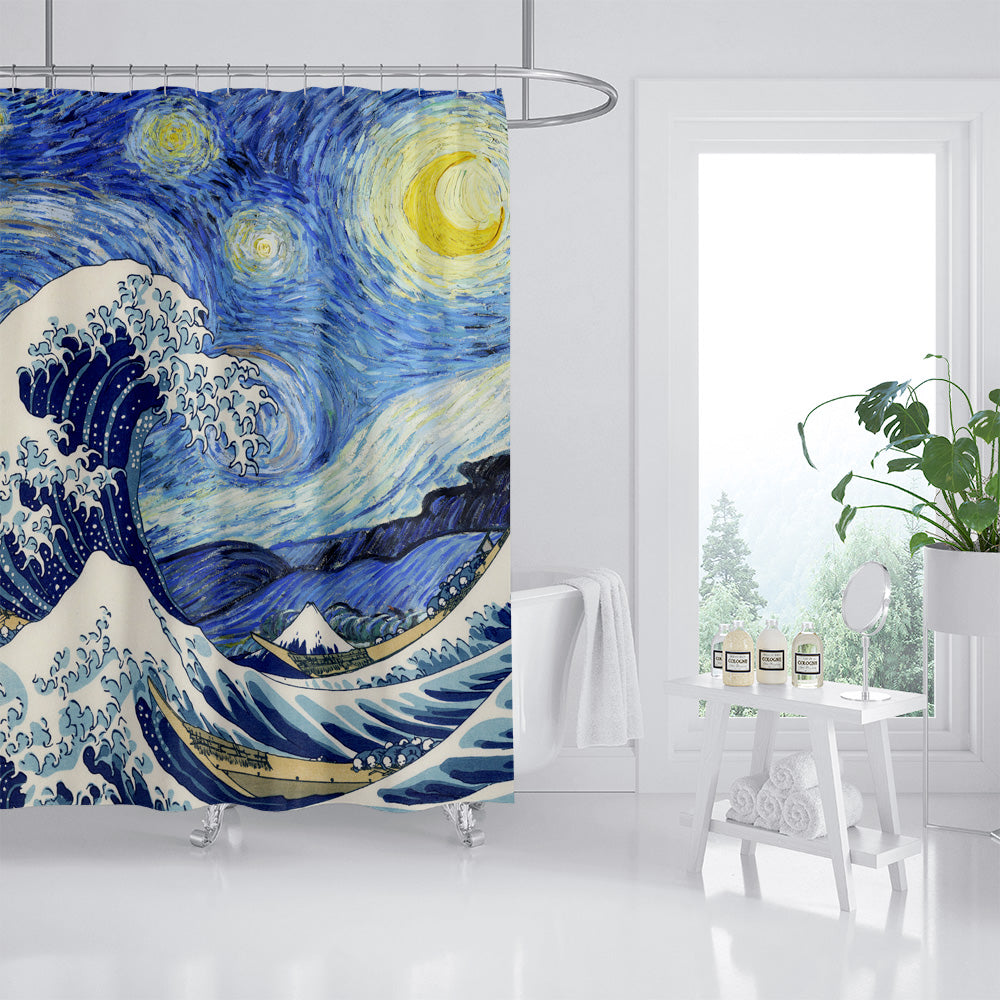 Blue Waves Monet Style Shower Curtain
