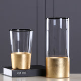 Glass Flower Vase with Gold Foil Living Room Decor
