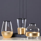 Glass Flower Vase with Gold Foil Living Room Decor