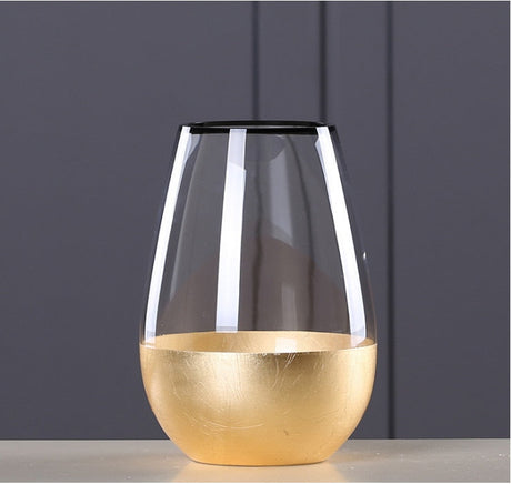 Glass Flower Vase with Gold Foil Living Room Decor