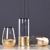 Glass Flower Vase with Gold Foil Living Room Decor