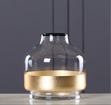 Glass Flower Vase with Gold Foil Living Room Decor