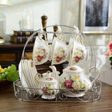 15 Piece European Rose Ceramic Tea Set