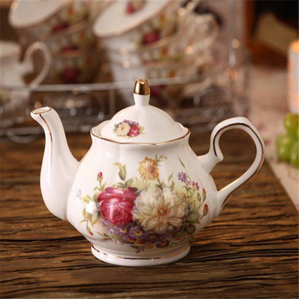 15 Piece European Rose Ceramic Tea Set