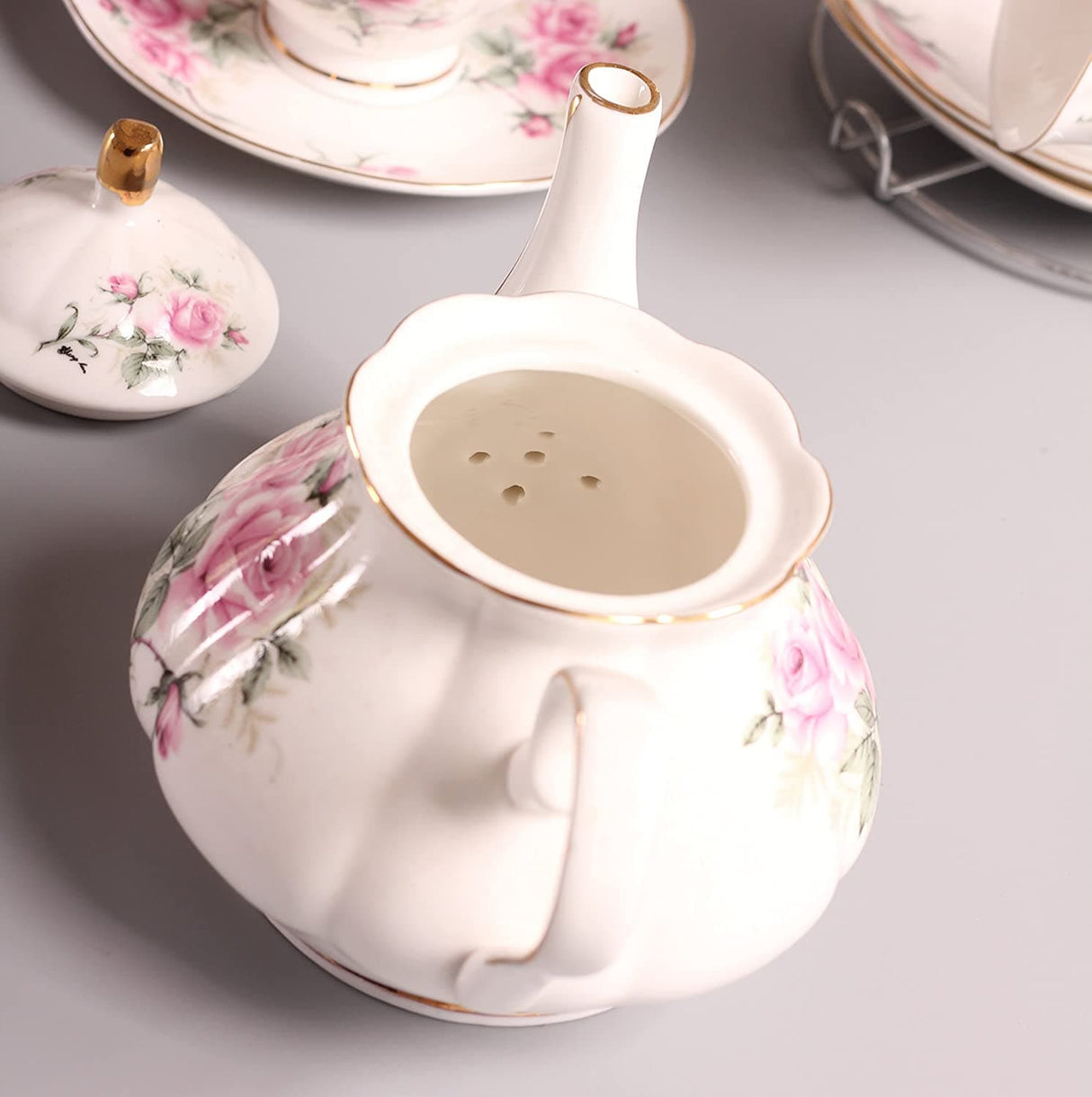 European Camellia Ceramic Tea Set