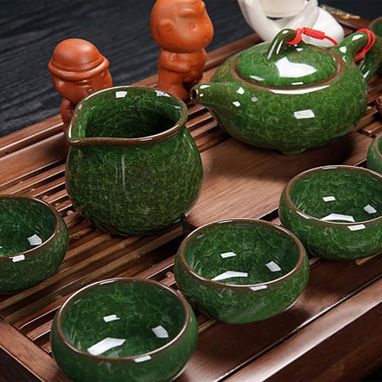 Green Ceramic Tea Cup Set