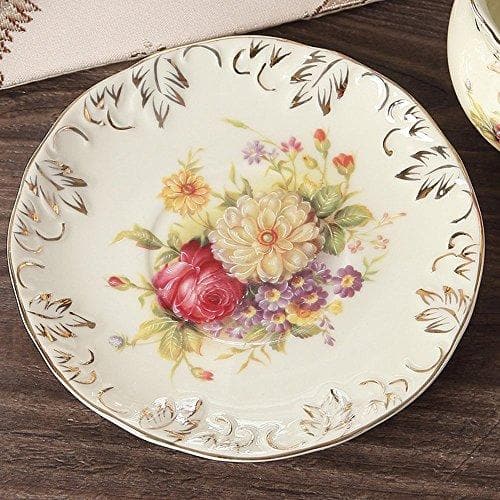 European Rose Ivory Porcelain Tea Set