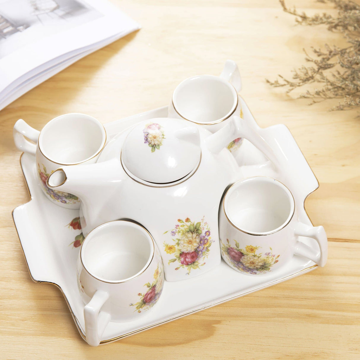 Flower Porcelain Coffee Tea Set