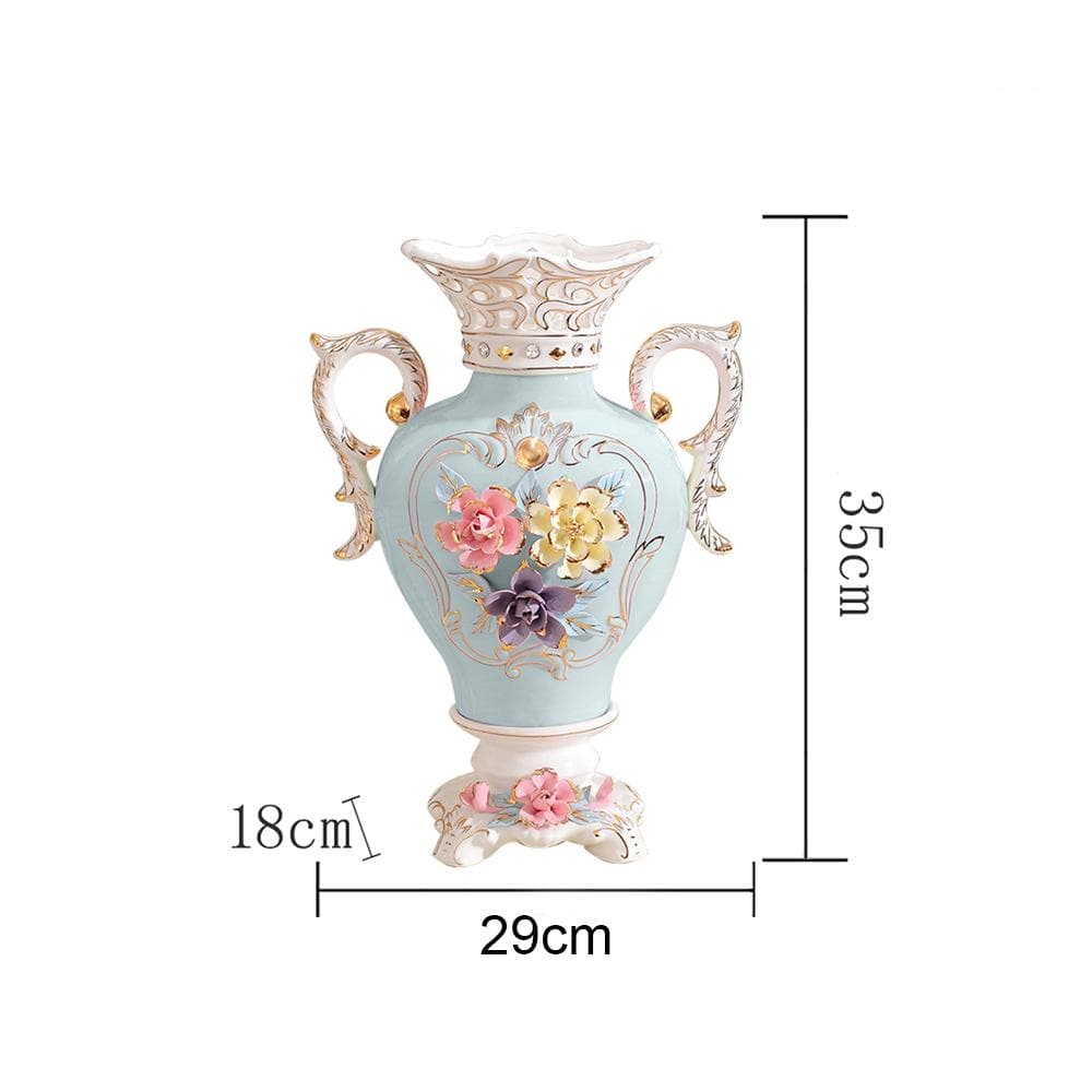 Blue European Binaural Porcelain Vase