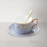 Blue Bone China Coffee Cup