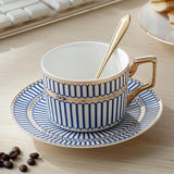 Blue Bone China Coffee Cup