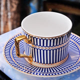 Blue Bone China Coffee Cup