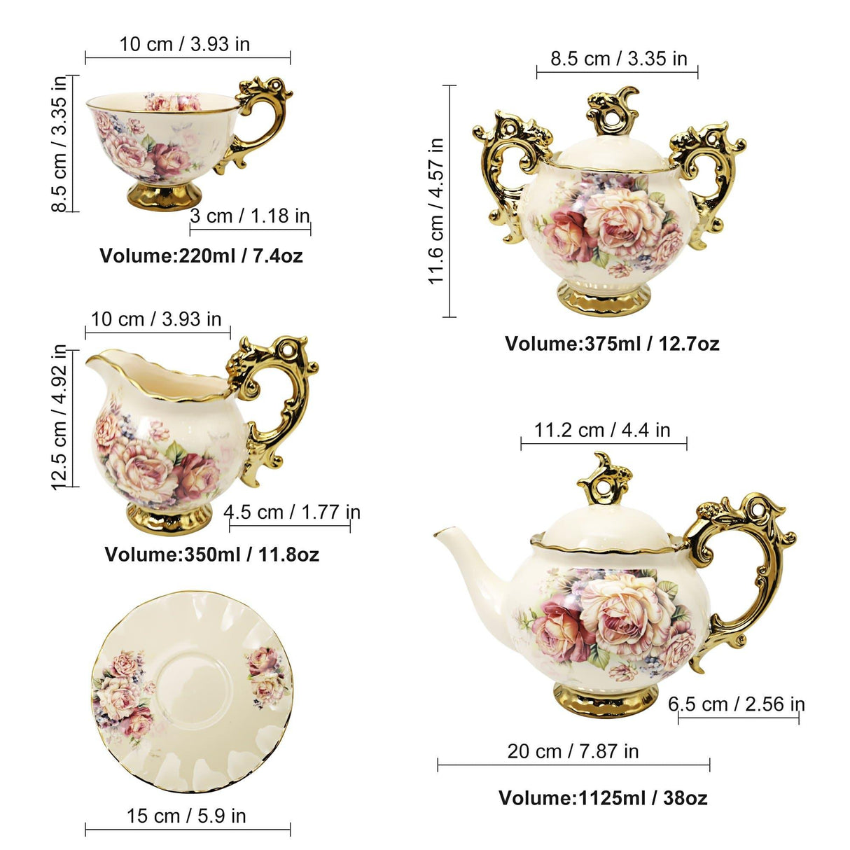 15 Pieces British Porcelain Tea Sets