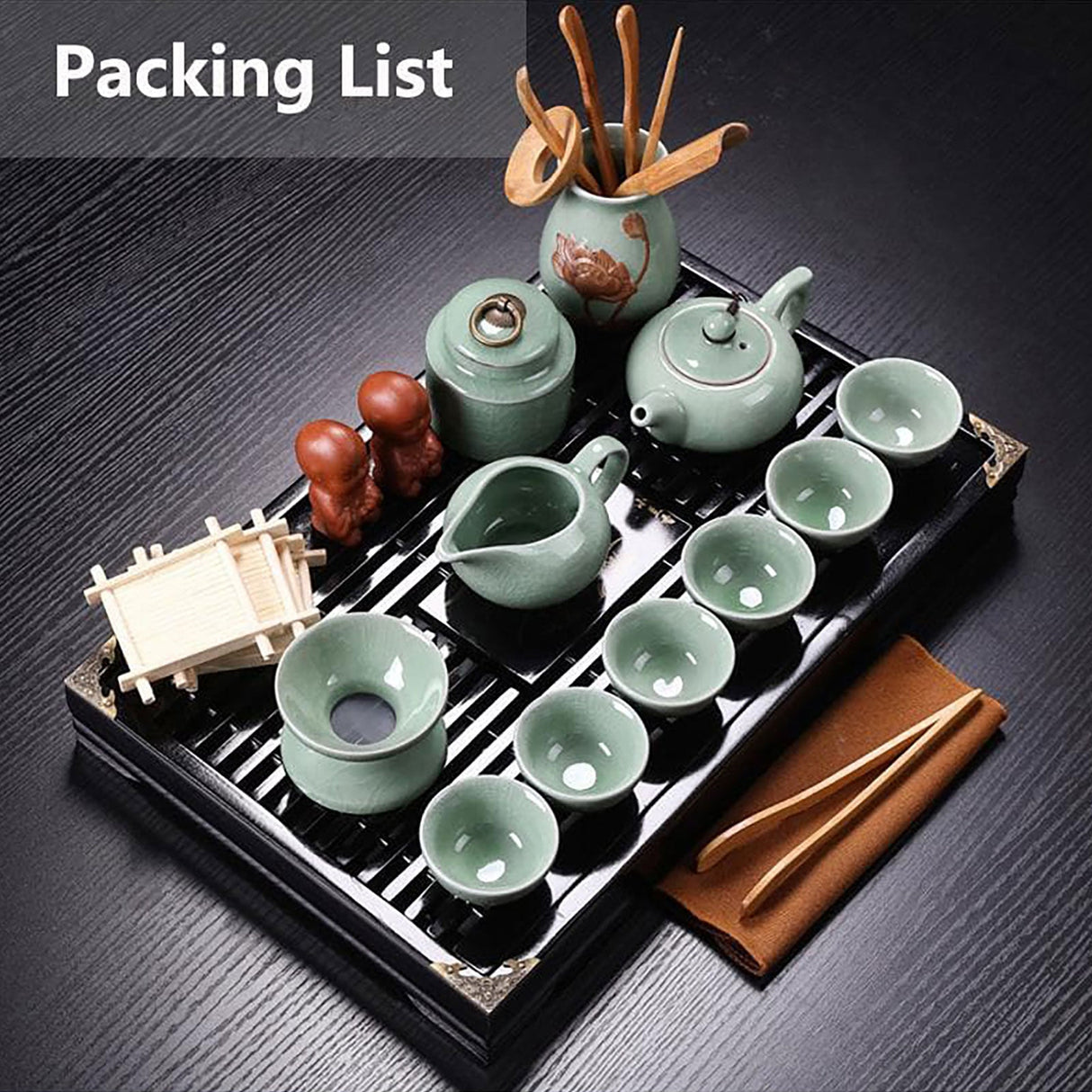 Green Chinese Ceramic Tea Set
