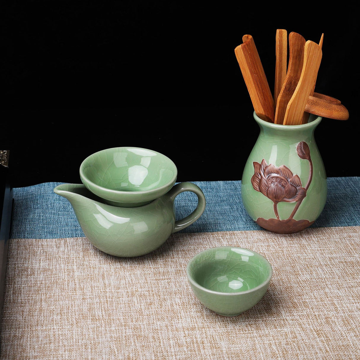Green Chinese Ceramic Tea Set