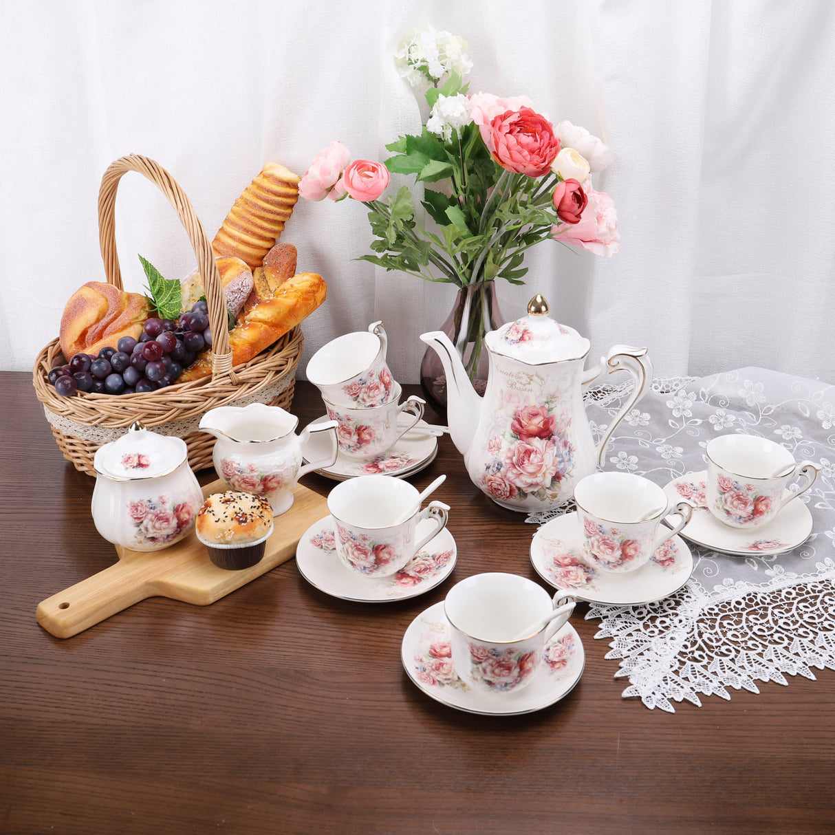 15 Pieces Vintage Porcelain Tea Set