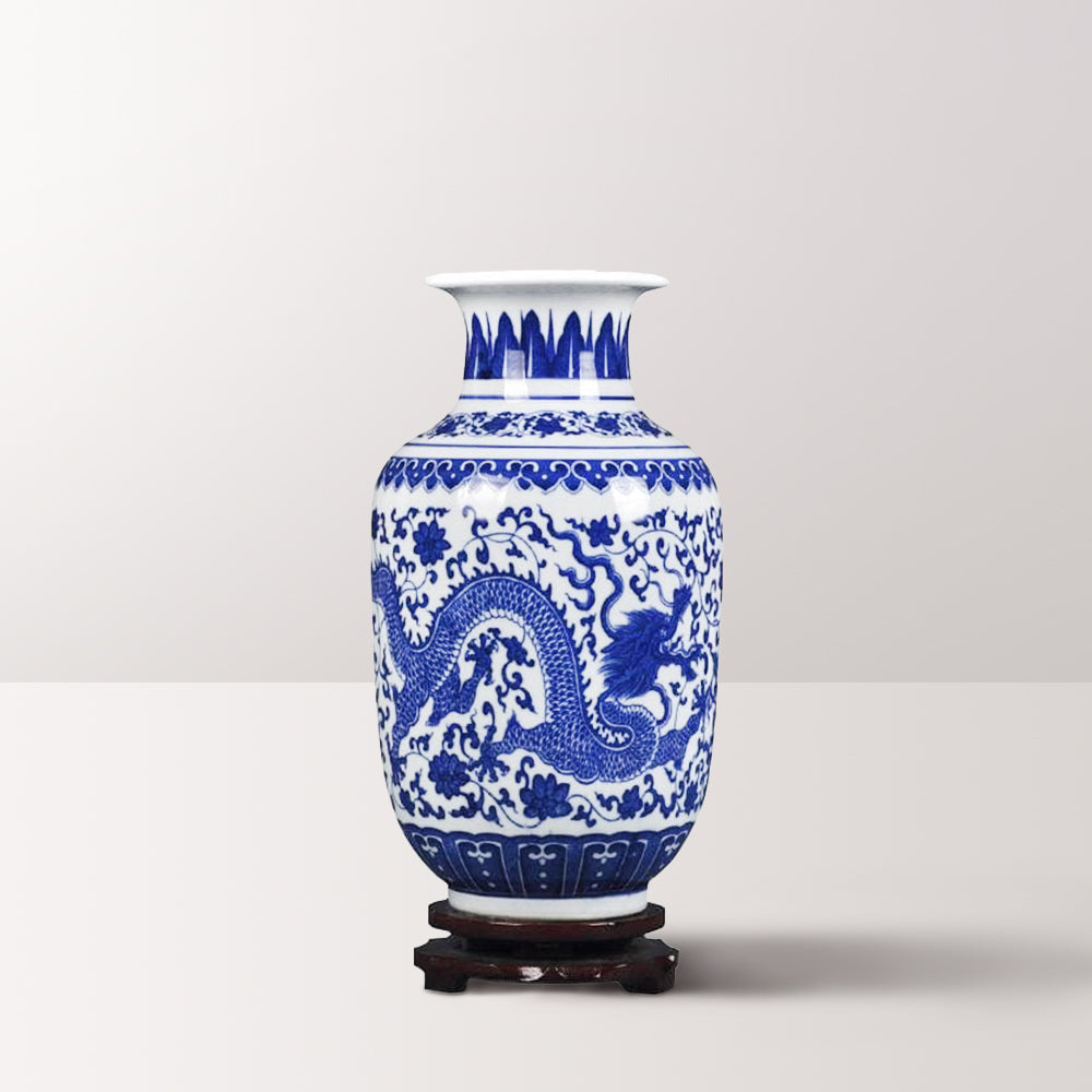 Blue Porcelain Flower Vase