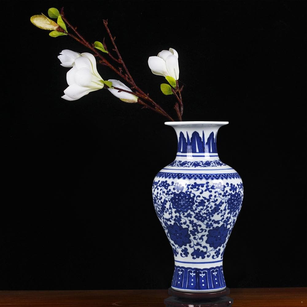 Blue Twig Lotus Porcelain Vase