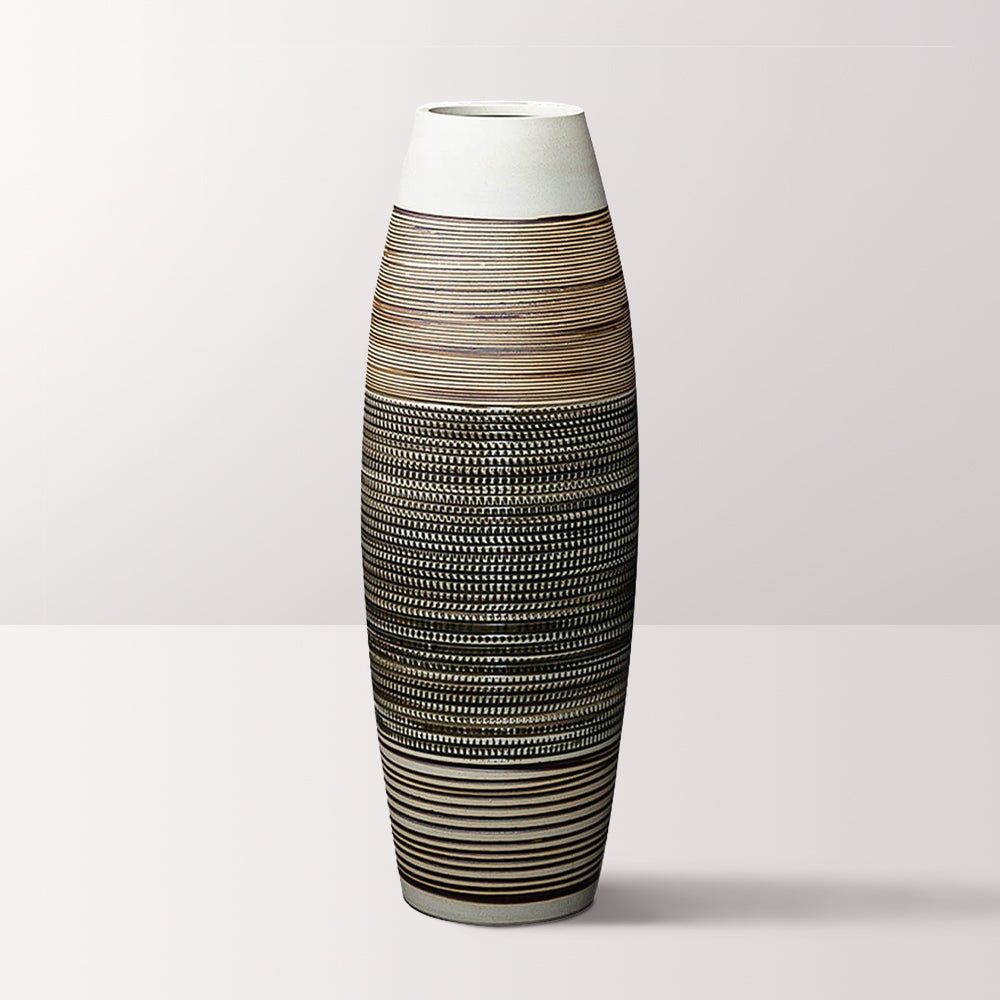 Brown Stripe Ceramic Floor Vase